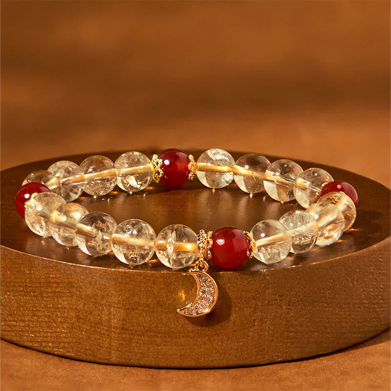 Bracelet de prospérité spirituelle unisexe en agate rouge citrine 8 mm