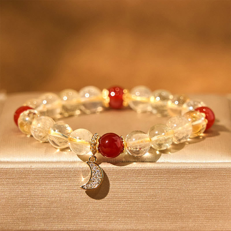 Bracelet de prospérité spirituelle unisexe en agate rouge citrine 8 mm
