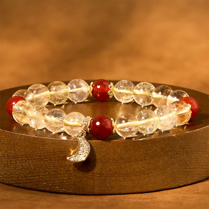Bracelet de prospérité spirituelle unisexe en agate rouge citrine 8 mm
