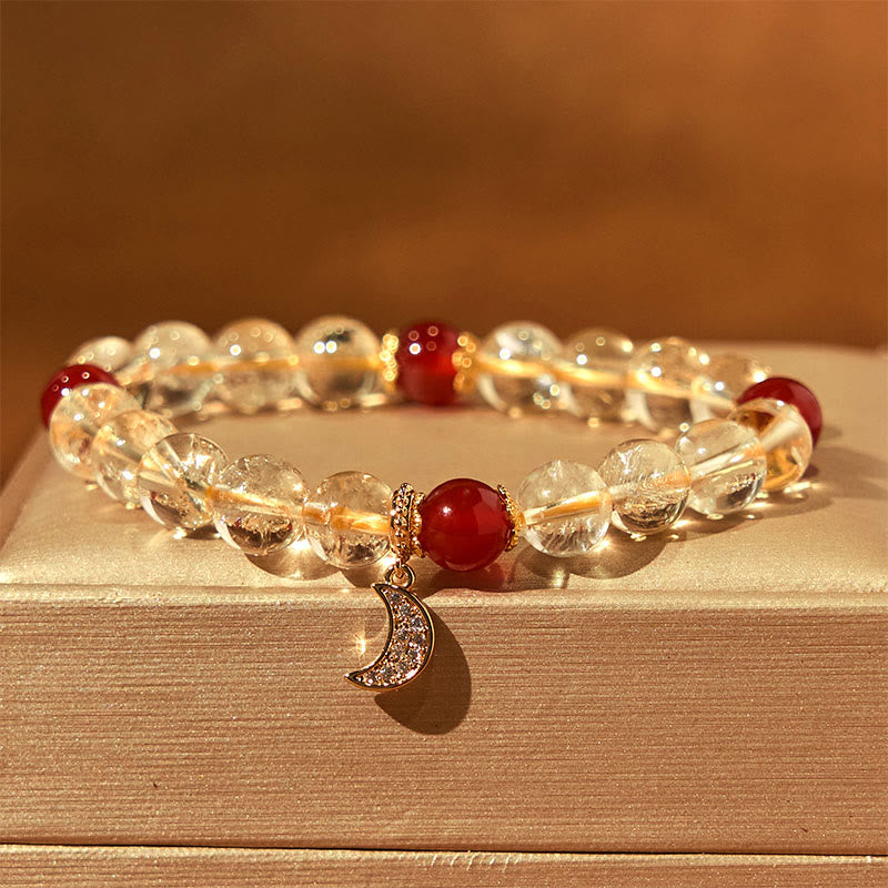 Bracelet de prospérité spirituelle unisexe en agate rouge citrine 8 mm