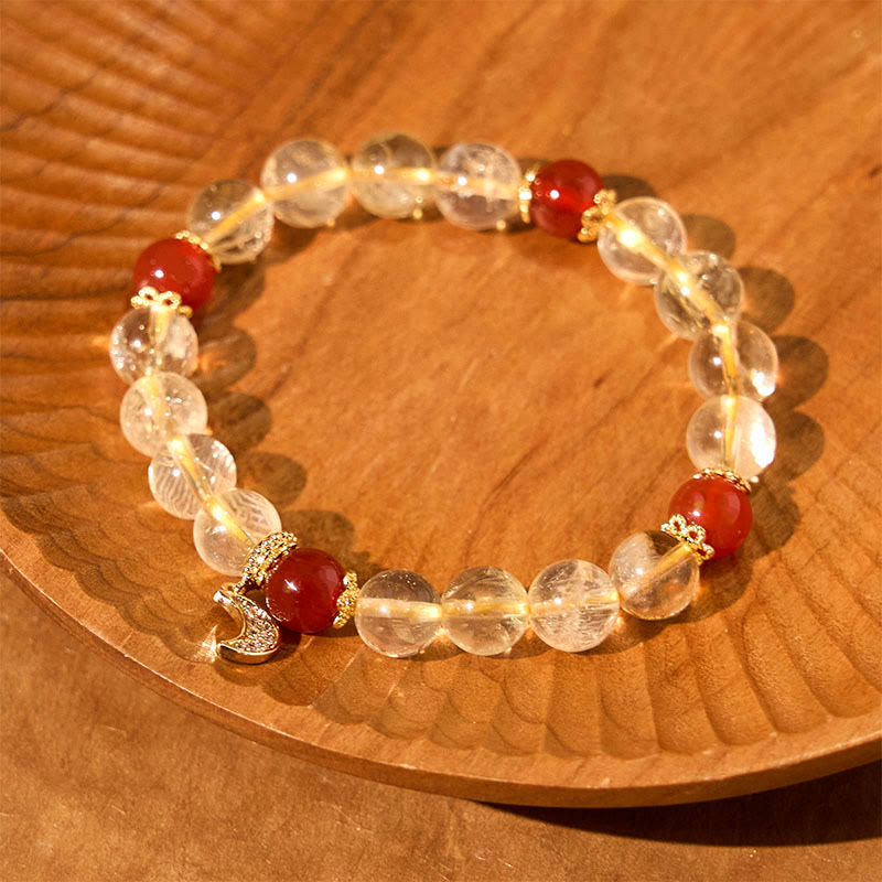 Bracelet de prospérité spirituelle unisexe en agate rouge citrine 8 mm