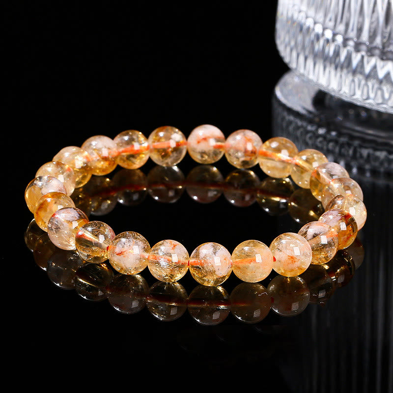 Bracelet de prospérité flocon de neige en citrine 8 mm pour femme