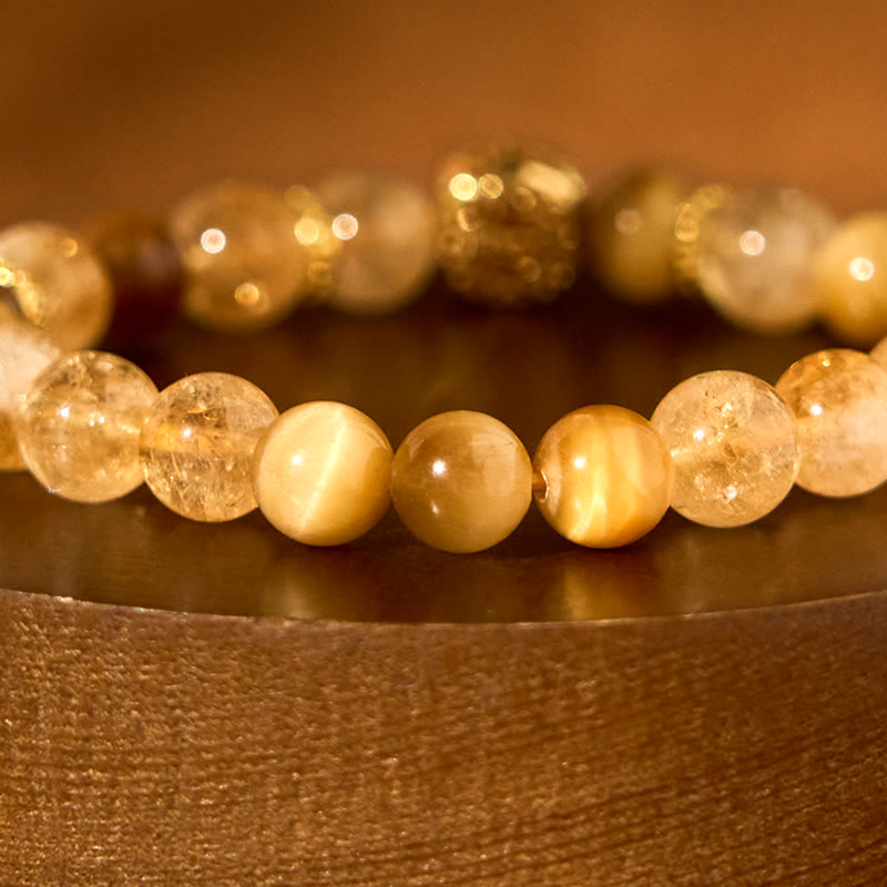 Bracelet Générosité en Citrine Œil de Tigre Agate Rouge 8 mm