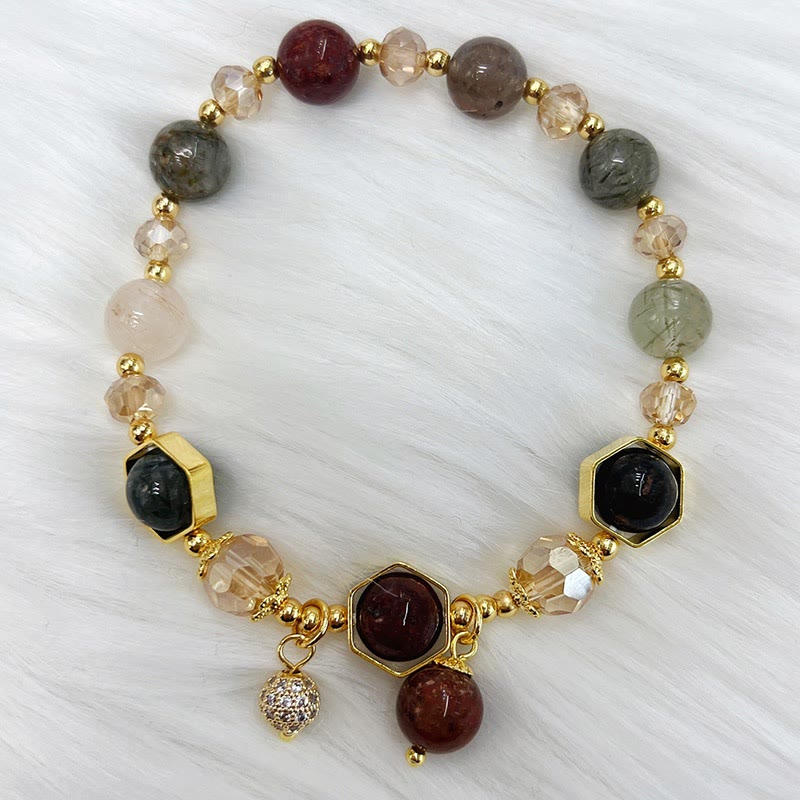Bracelet de protection en quartz rutile améthyste coloré de 8 mm