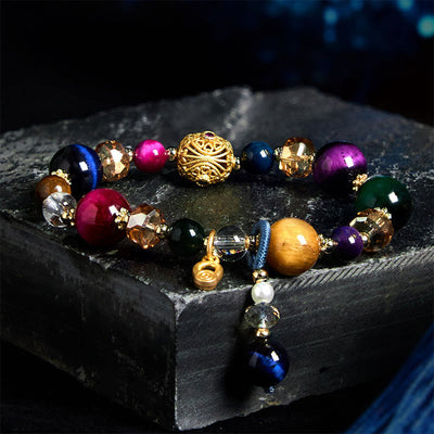 Bracelet d'équilibre unisexe en pierre œil de tigre colorée de 8 mm