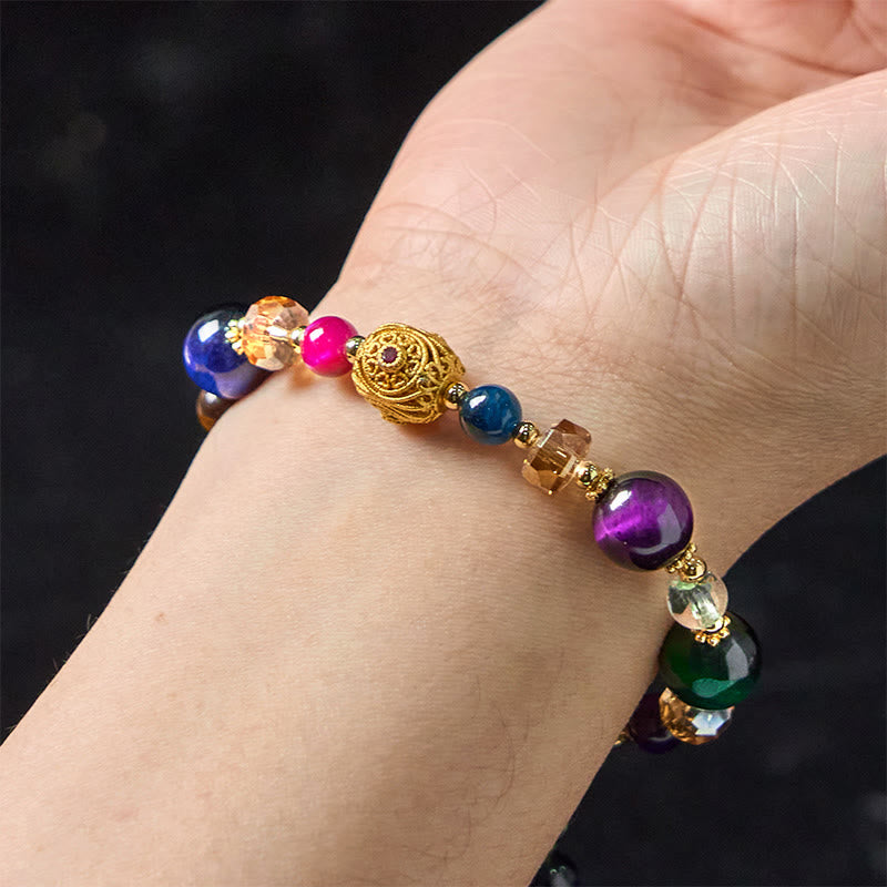 Bracelet d'équilibre unisexe en pierre œil de tigre colorée de 8 mm