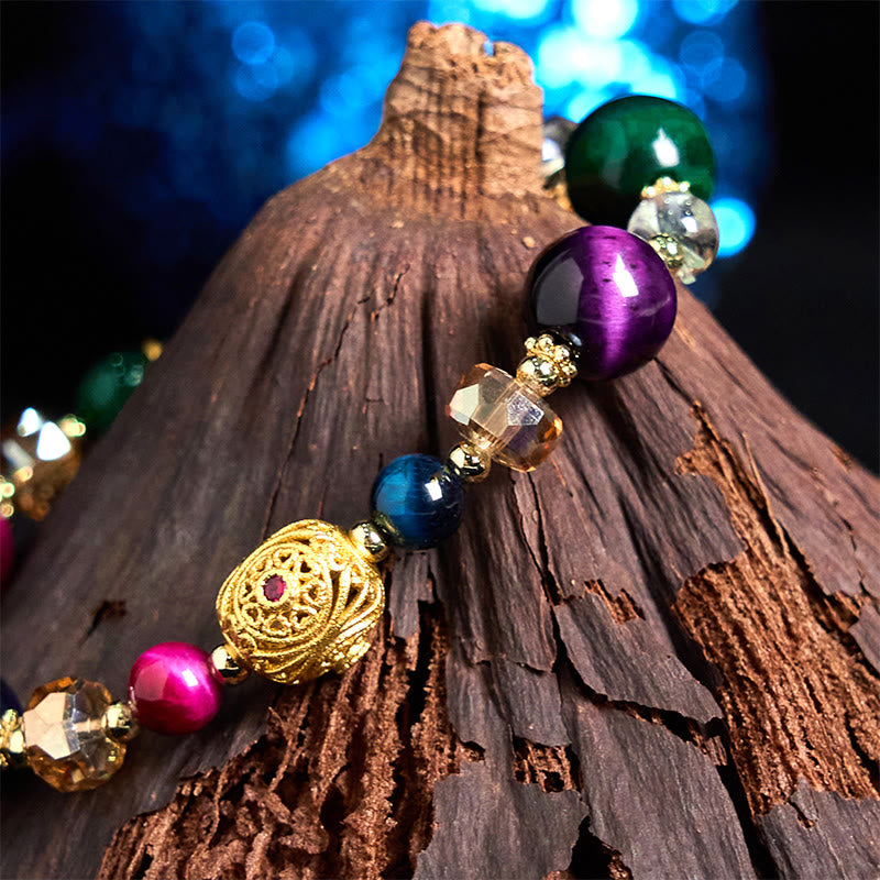 Bracelet d'équilibre unisexe en pierre œil de tigre colorée de 8 mm