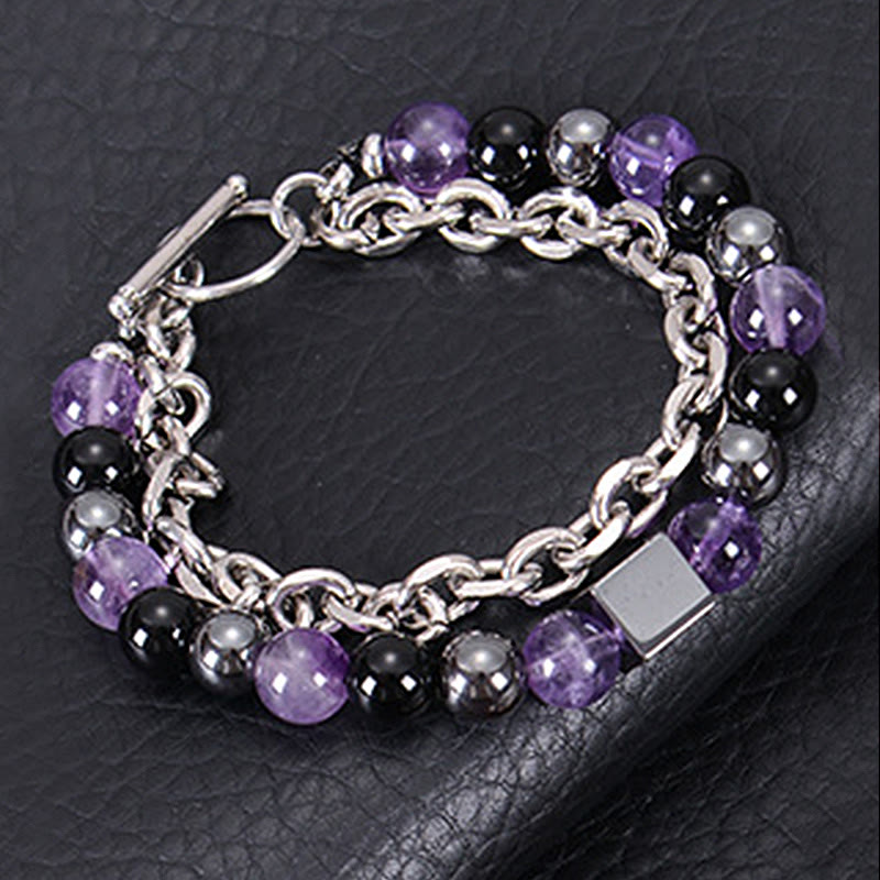 Bracelet de protection double tour en œil de tigre coloré de 8 mm