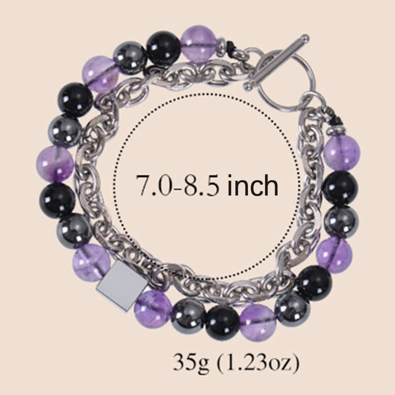 Bracelet de protection double tour en œil de tigre coloré de 8 mm