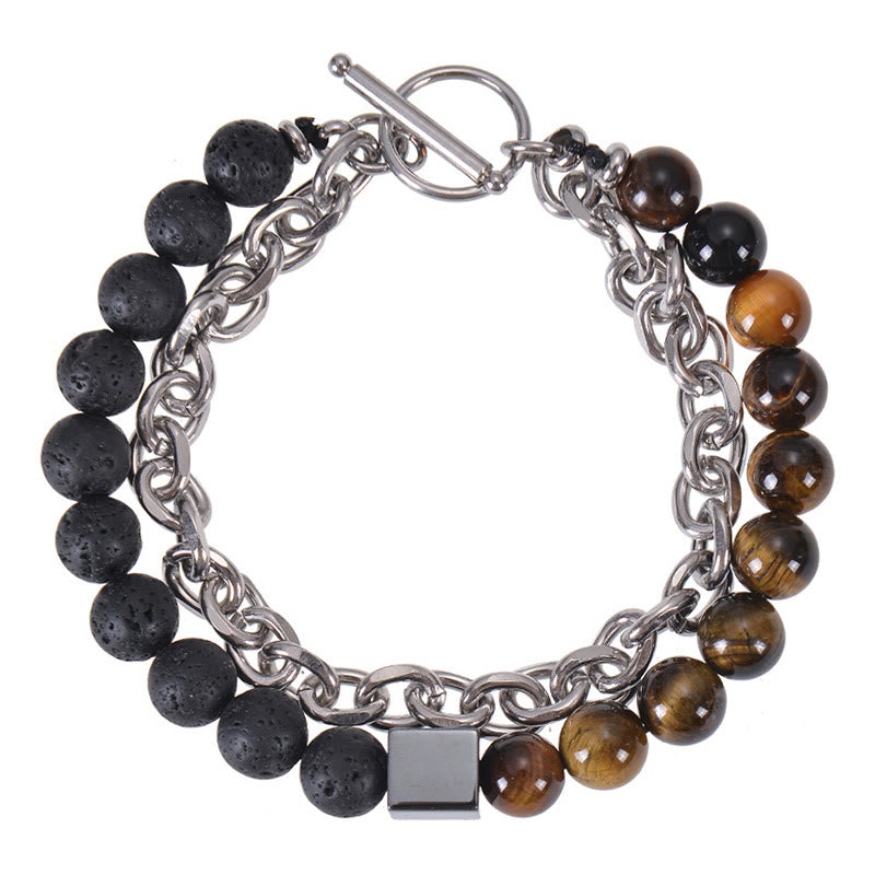 Bracelet de protection double tour en œil de tigre coloré de 8 mm