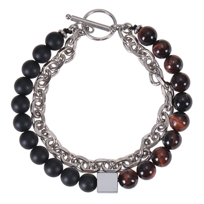 Bracelet de protection double tour en œil de tigre coloré de 8 mm