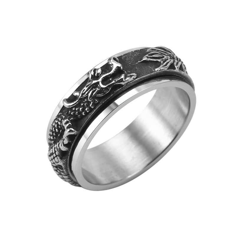 Anneau de stimulation unisexe en acier titane et dragon de 8 mm