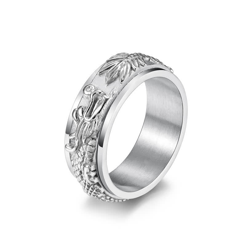 Anneau de stimulation unisexe en acier titane et dragon de 8 mm