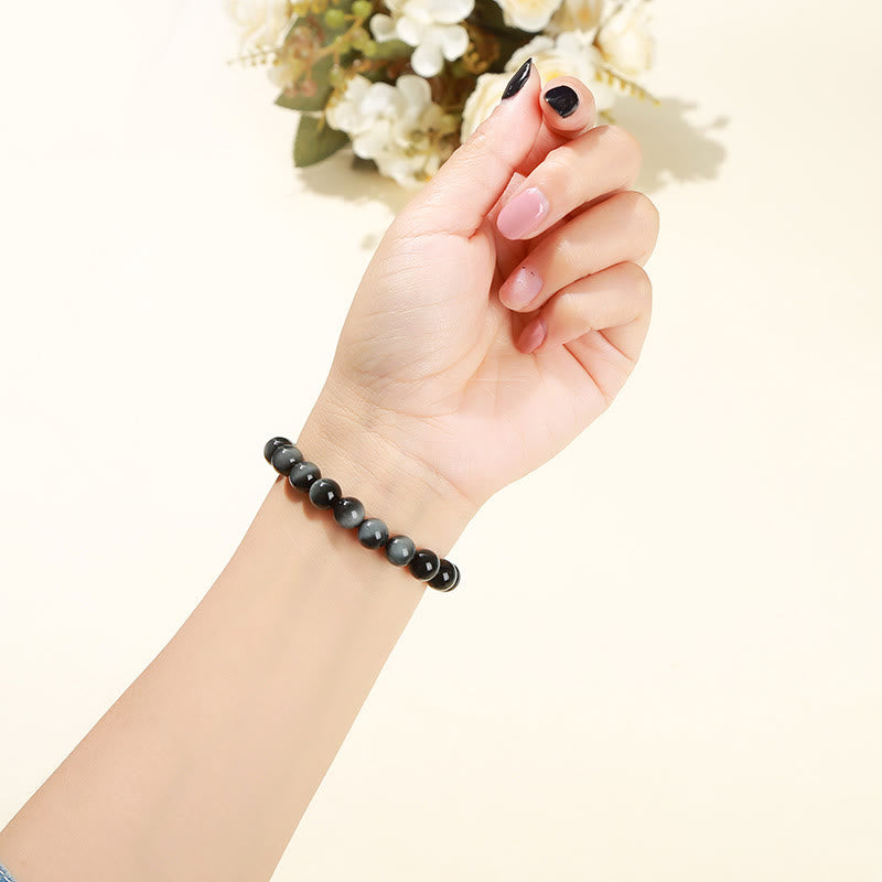 Bracelet courageux à énergie positive en pierre œil d'aigle de 8 mm pour femme