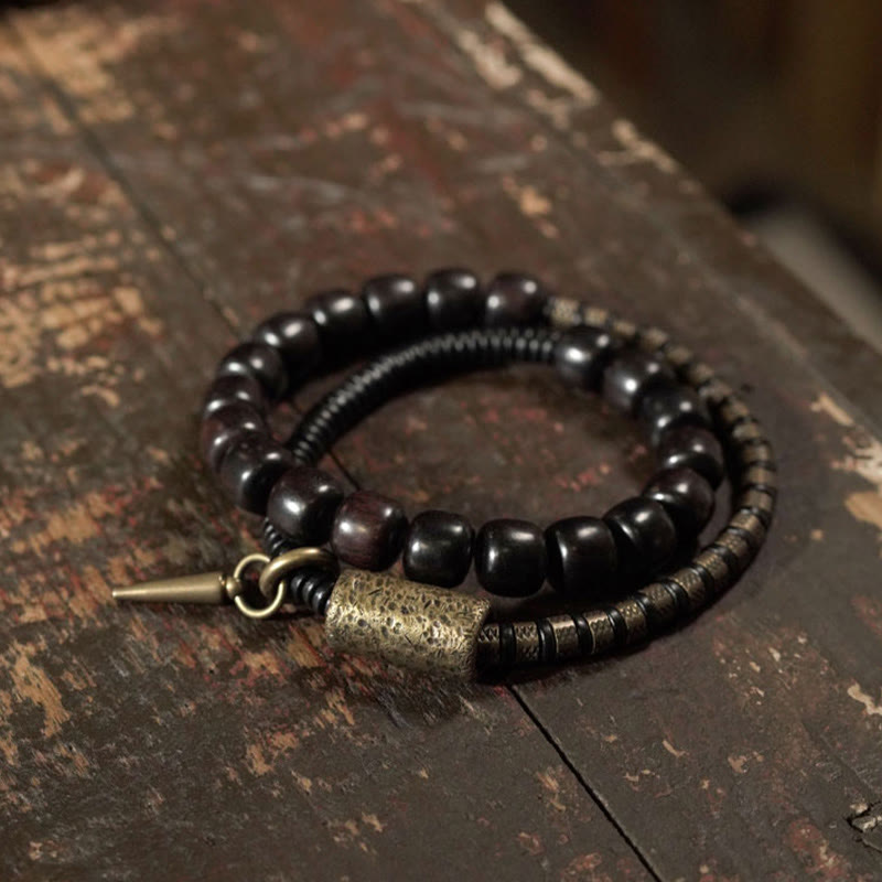 Bracelet d'équilibre vintage en bois d'ébène et cuivre de 8 mm