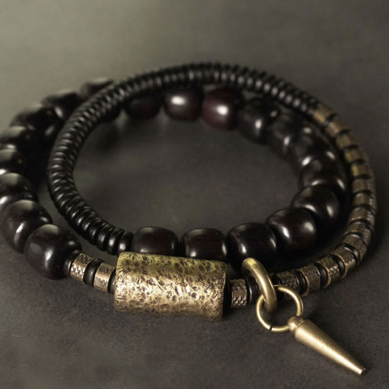 Bracelet d'équilibre vintage en bois d'ébène et cuivre de 8 mm