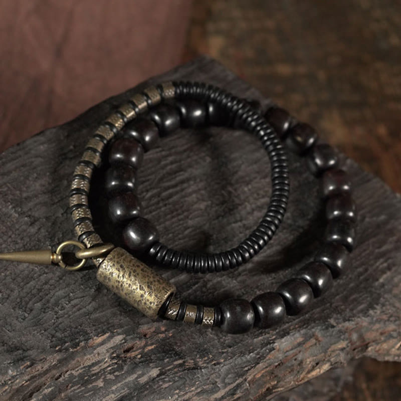 Bracelet d'équilibre vintage en bois d'ébène et cuivre de 8 mm