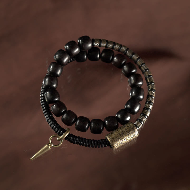 Bracelet d'équilibre vintage en bois d'ébène et cuivre de 8 mm