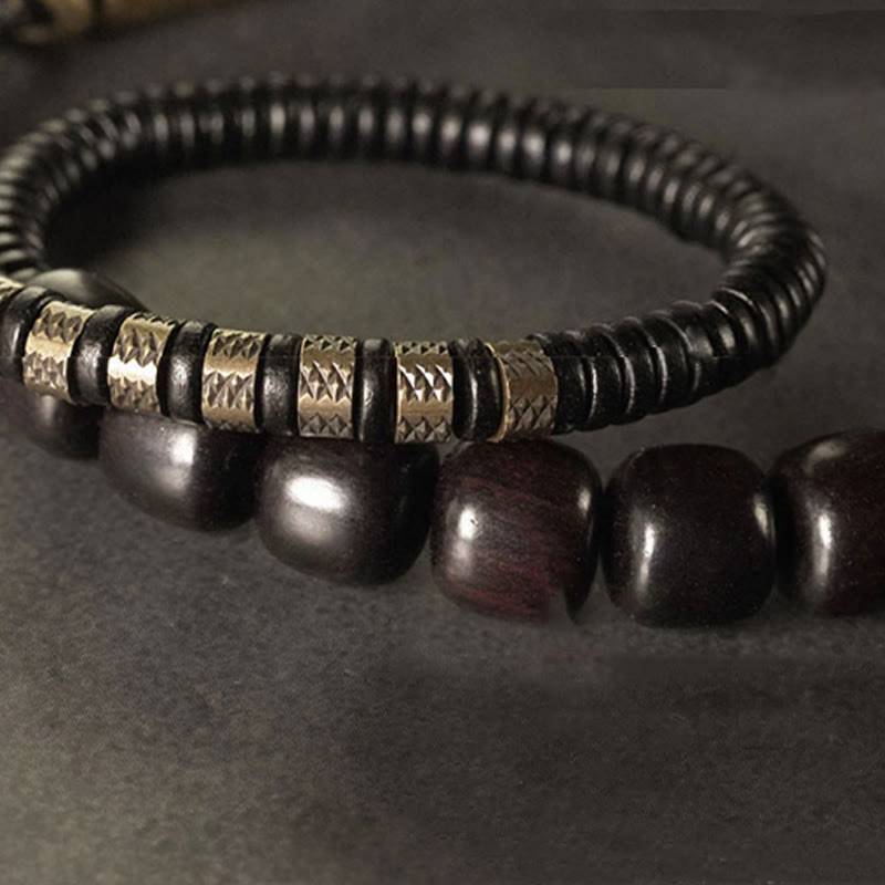 Bracelet d'équilibre vintage en bois d'ébène et cuivre de 8 mm