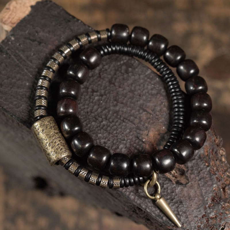 Bracelet d'équilibre vintage en bois d'ébène et cuivre de 8 mm