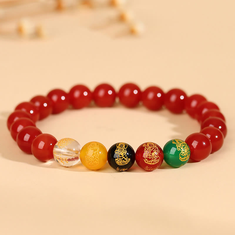 Bracelet porte-bonheur en agate des cinq éléments de 8 mm pour l'équilibre spirituel