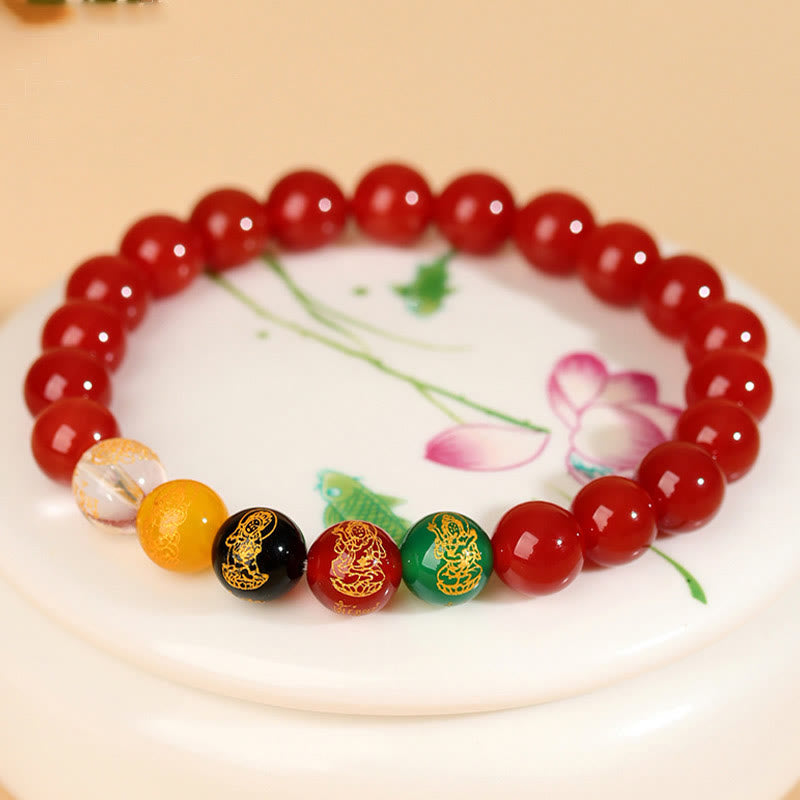 Bracelet porte-bonheur en agate des cinq éléments de 8 mm pour l'équilibre spirituel