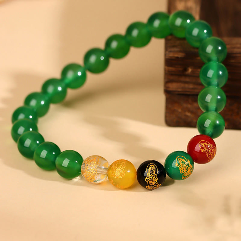 Bracelet porte-bonheur en agate des cinq éléments de 8 mm pour l'équilibre spirituel