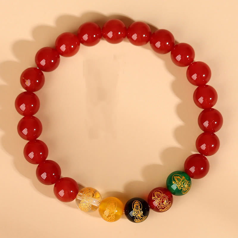 Bracelet porte-bonheur en agate des cinq éléments de 8 mm pour l'équilibre spirituel
