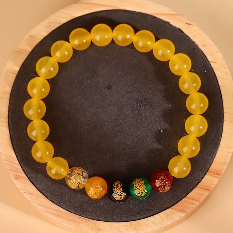 Bracelet porte-bonheur en agate des cinq éléments de 8 mm pour l'équilibre spirituel