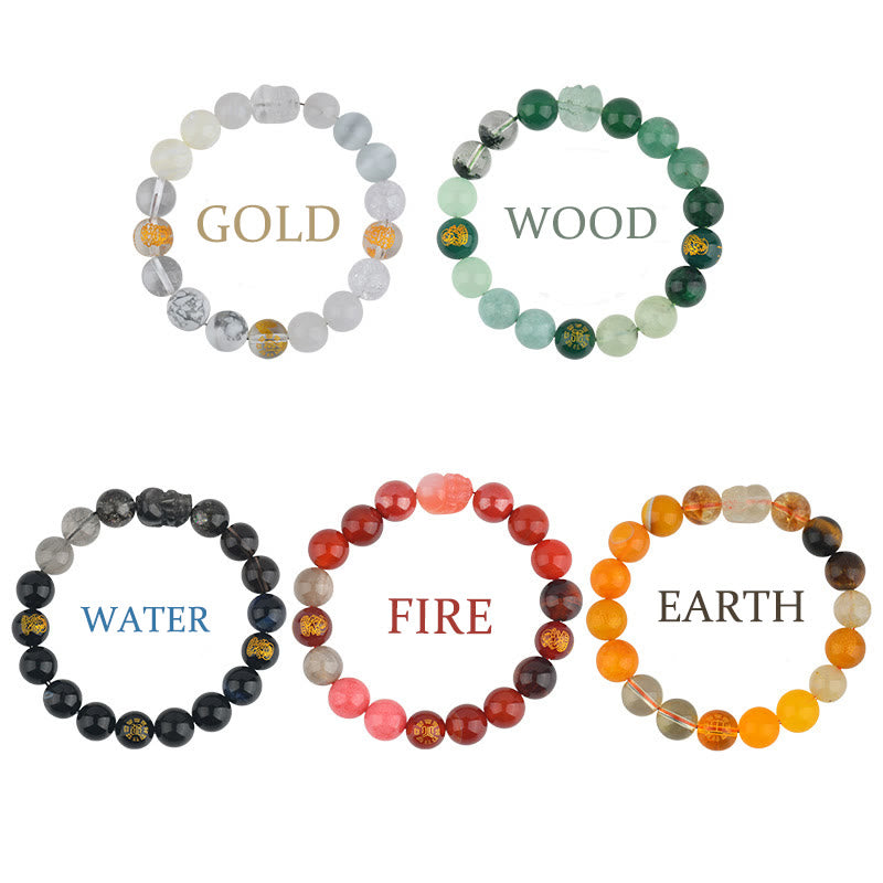 Bracelet Pixiu des Cinq Éléments de 8 mm pour la prospérité