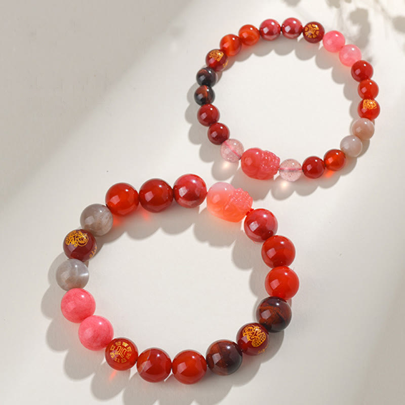 Bracelet Pixiu des Cinq Éléments de 8 mm pour la prospérité