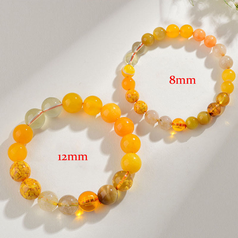 Bracelet en agate jaune des cinq éléments de 8 mm pour l'équilibre et la prospérité