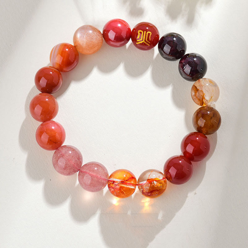 Bracelet en agate jaune des cinq éléments de 8 mm pour l'équilibre et la prospérité