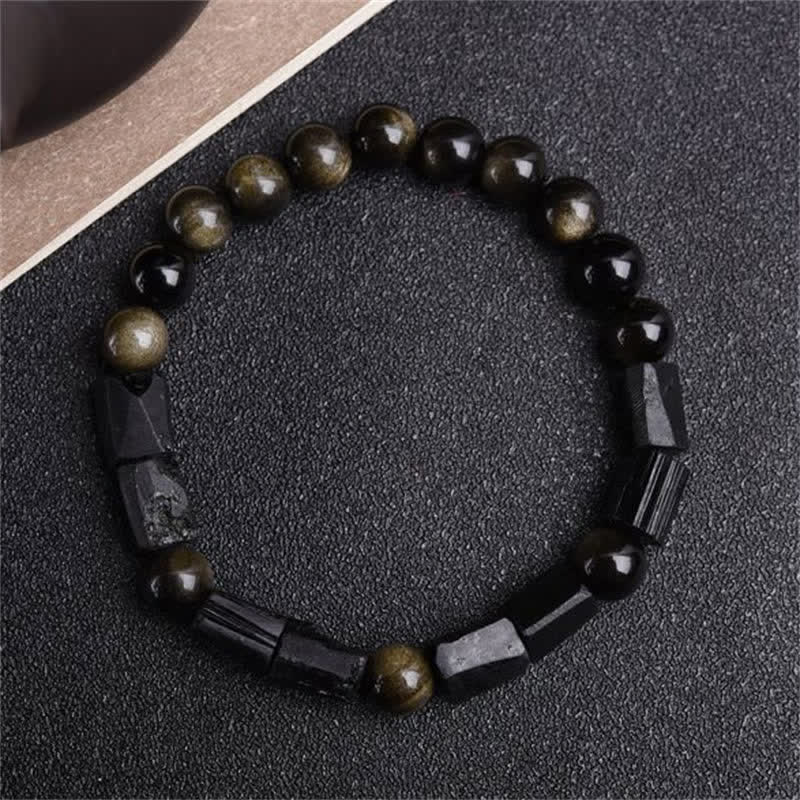 Bracelet de protection en obsidienne dorée brillante de 8 mm