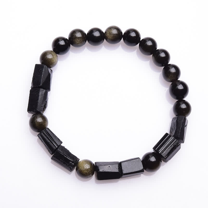 Bracelet de protection en obsidienne dorée brillante de 8 mm