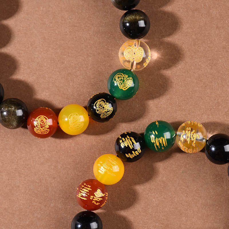 Bracelet de richesse en obsidienne dorée brillante de 8 mm pour la protection