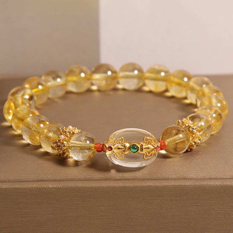 Bracelet en quartz rutile doré de 8 mm pour femme