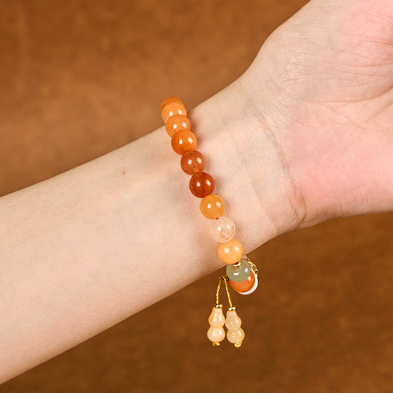 Bracelet porte-bonheur en jade et cristal blanc doré de 8 mm