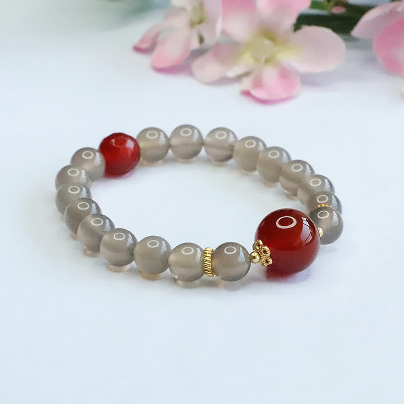 Bracelet Harmonie Spirituelle en Calcédoine Grise 8 mm