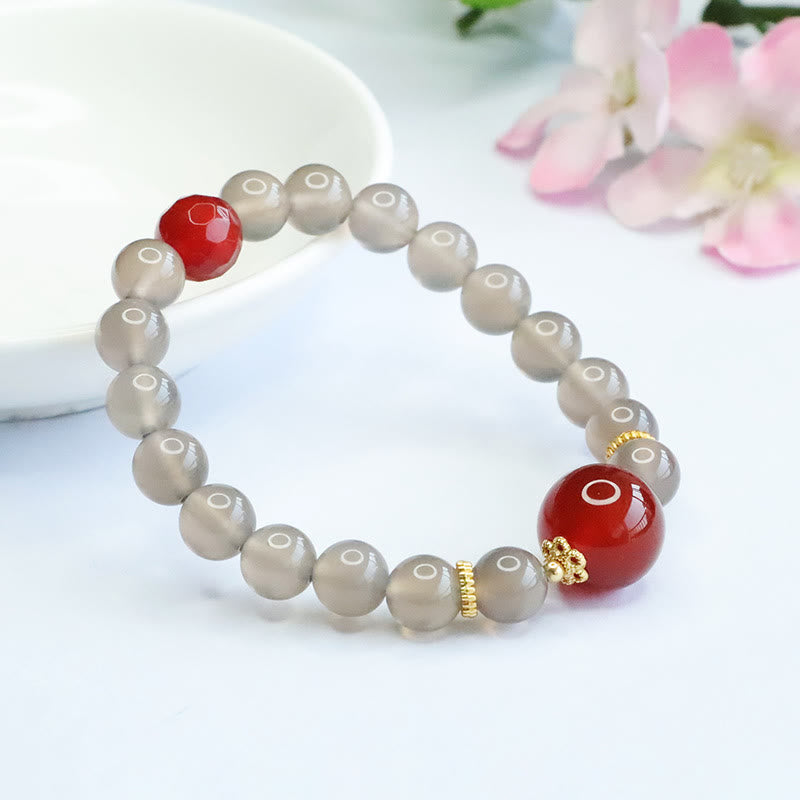 Bracelet Harmonie Spirituelle en Calcédoine Grise 8 mm