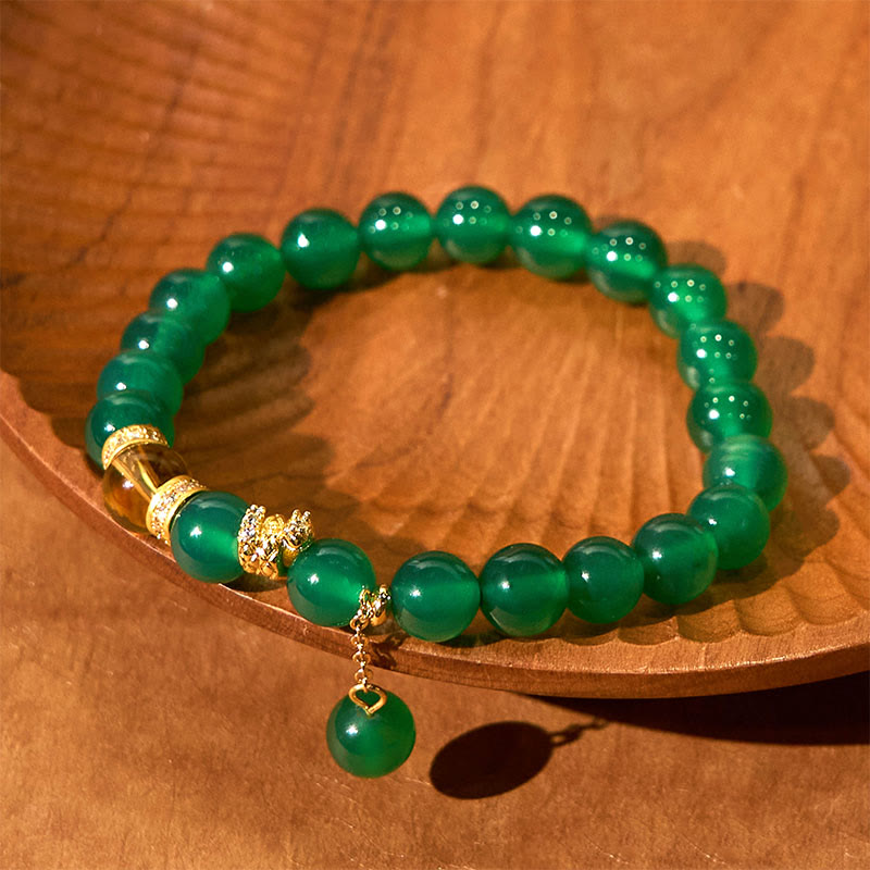 Bracelet de pouvoir en agate verte et citrine de 8 mm pour le succès et la clarté