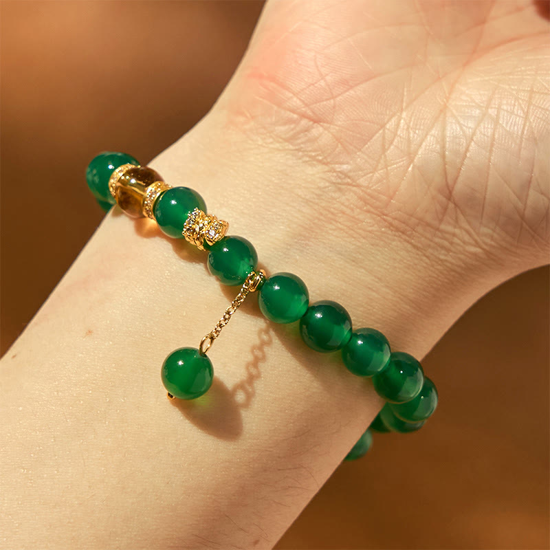 Bracelet de pouvoir en agate verte et citrine de 8 mm pour le succès et la clarté