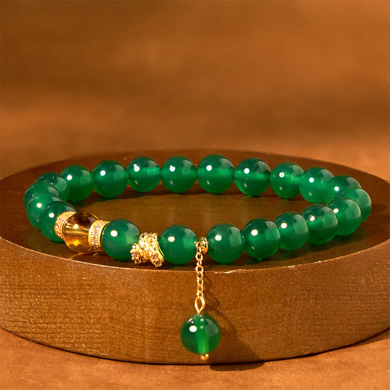 Bracelet de pouvoir en agate verte et citrine de 8 mm pour le succès et la clarté