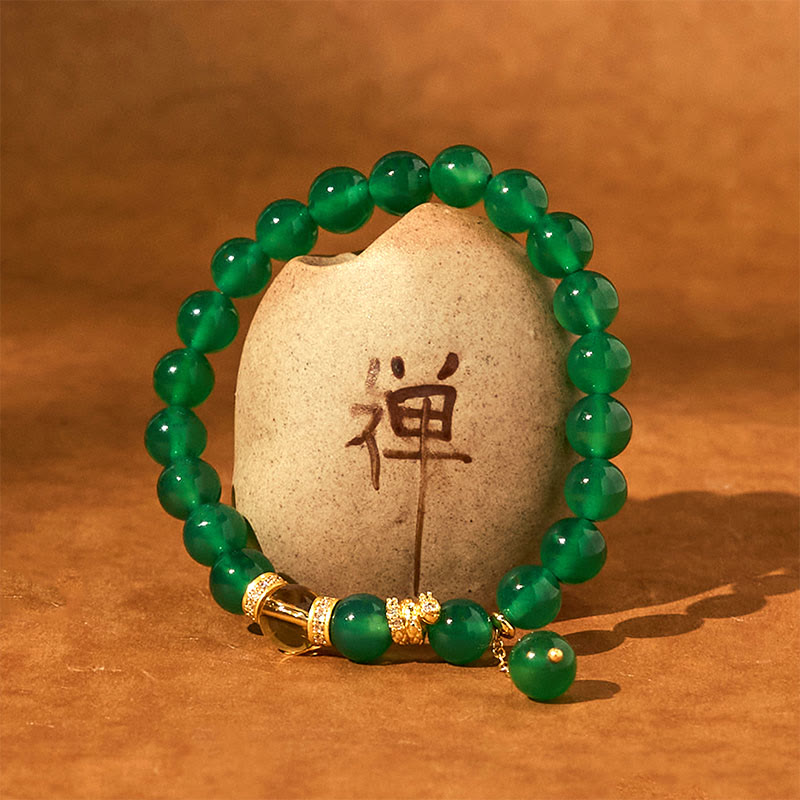 Bracelet de pouvoir en agate verte et citrine de 8 mm pour le succès et la clarté