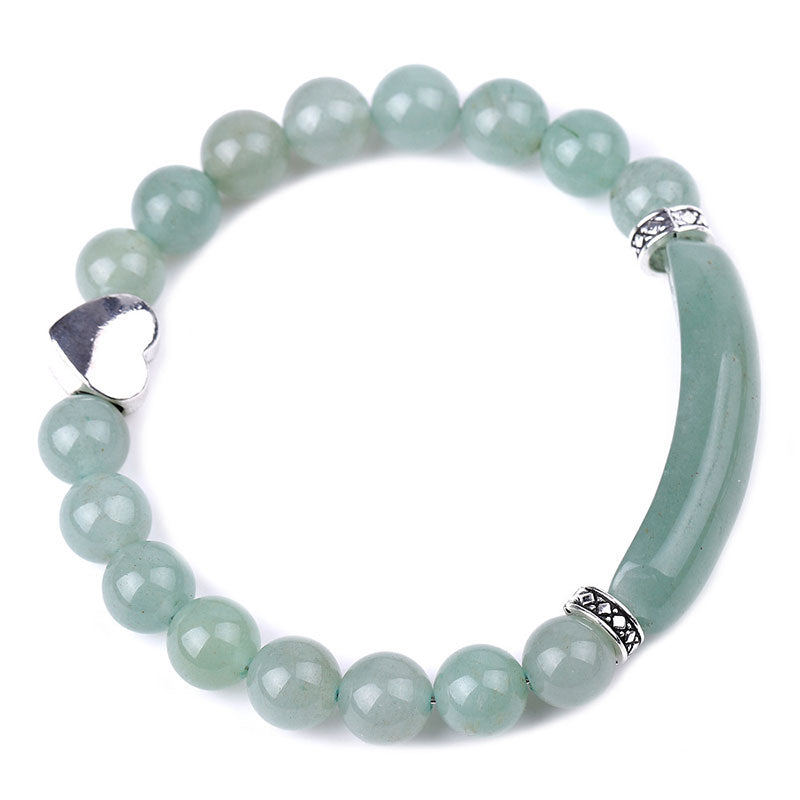 Bracelet cœur en aventurine verte de 8 mm pour la chance et l'équilibre