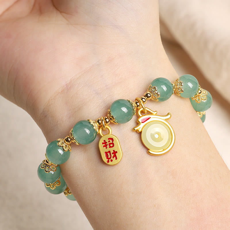 Bracelet Dragon Porte-Bonheur en Aventurine Verte 8 mm