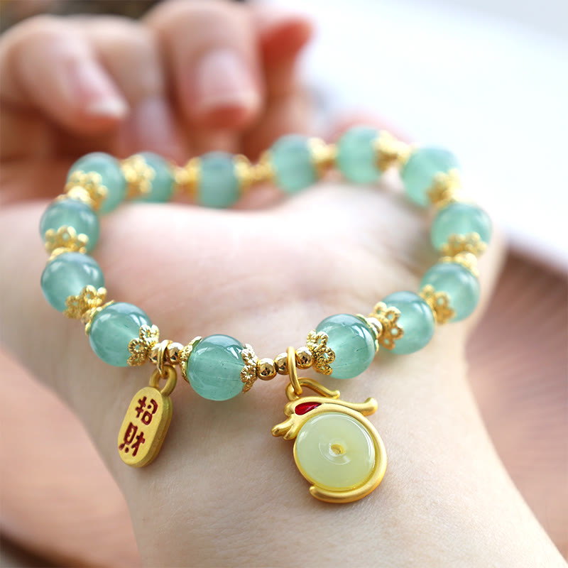 Bracelet Dragon Porte-Bonheur en Aventurine Verte 8 mm