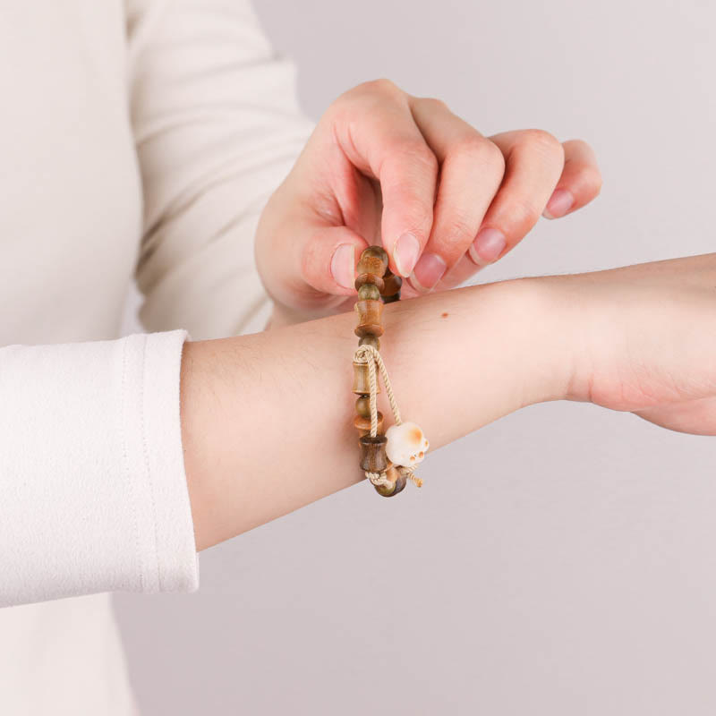 Bracelet spirituel de paix en bois de santal vert et graines de Bodhi de 8 mm