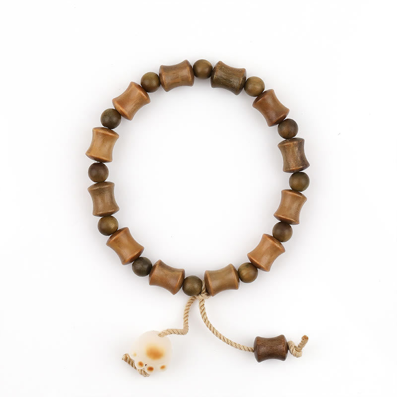 Bracelet spirituel de paix en bois de santal vert et graines de Bodhi de 8 mm
