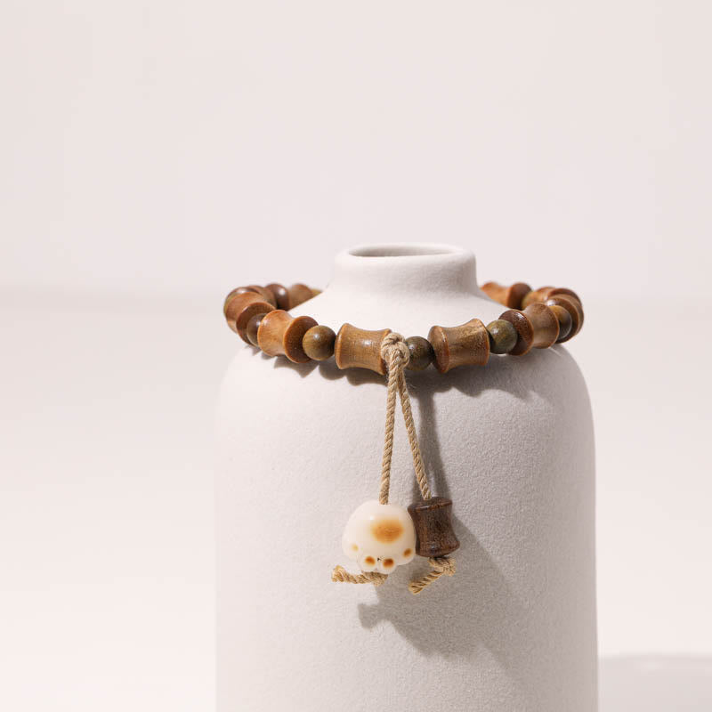 Bracelet spirituel de paix en bois de santal vert et graines de Bodhi de 8 mm